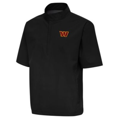 Antigua NFL Washington Commanders Men's Brisk SS 1/4 Zip Pullover, Black, XL