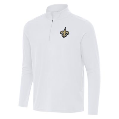 Antigua NFL New Orleans Saints Men's Intent 1/4 Zip Pullover, White, 3XL