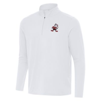 Antigua NFL Cleveland Browns Men's Intent 1/4 Zip Pullover, White, 3XL