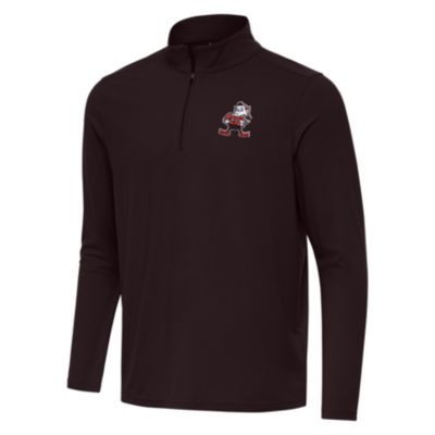 Antigua NFL Cleveland Browns Men's Intent 1/4 Zip Pullover, Brown, 2XL