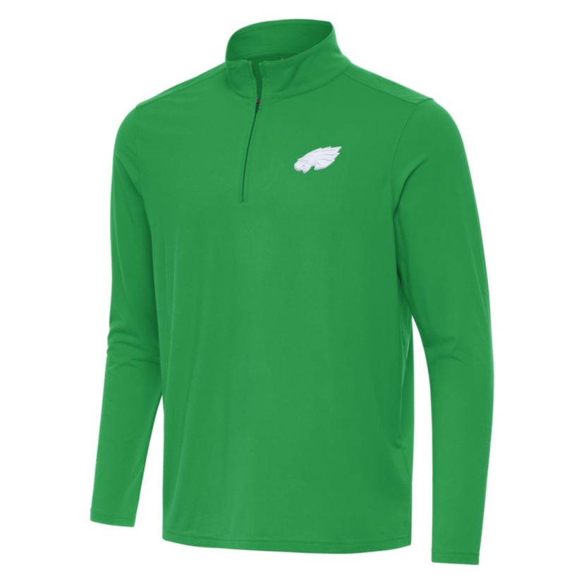 Antigua St. Patricks Day NFL Philadelphia Eagles Mens Intent 1/4 Zip Pullover