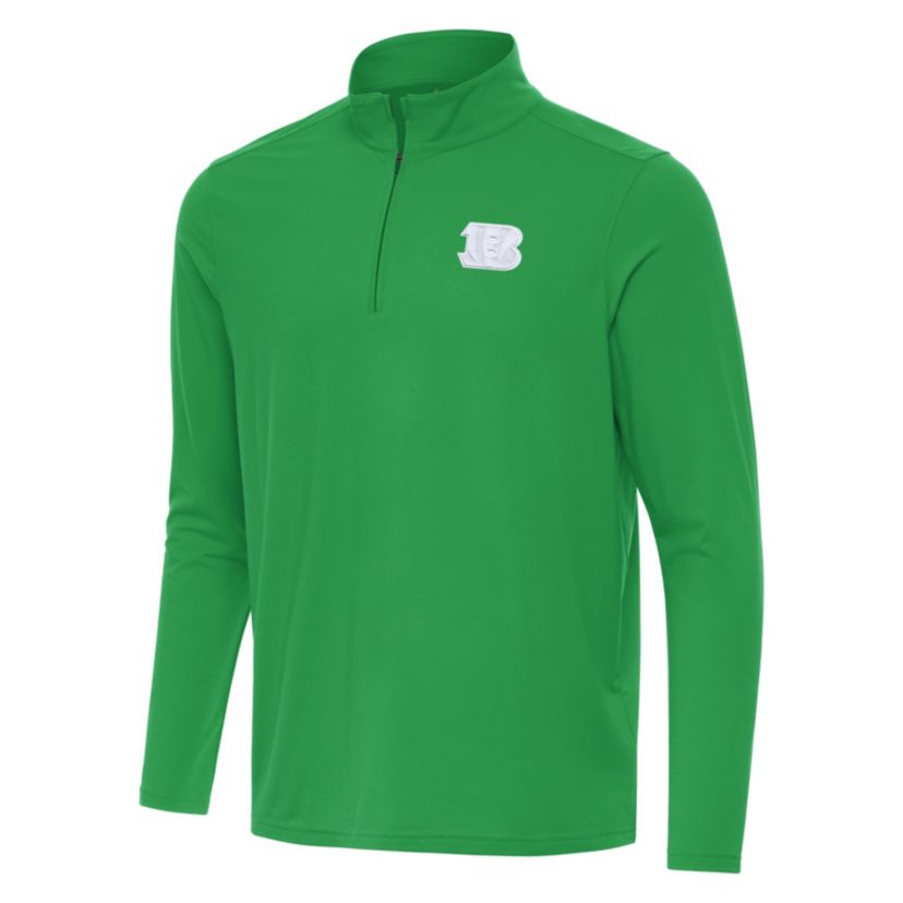 Antigua St. Patricks Day NFL Cincinnati Bengals Mens Intent 1/4 Zip Pullover
