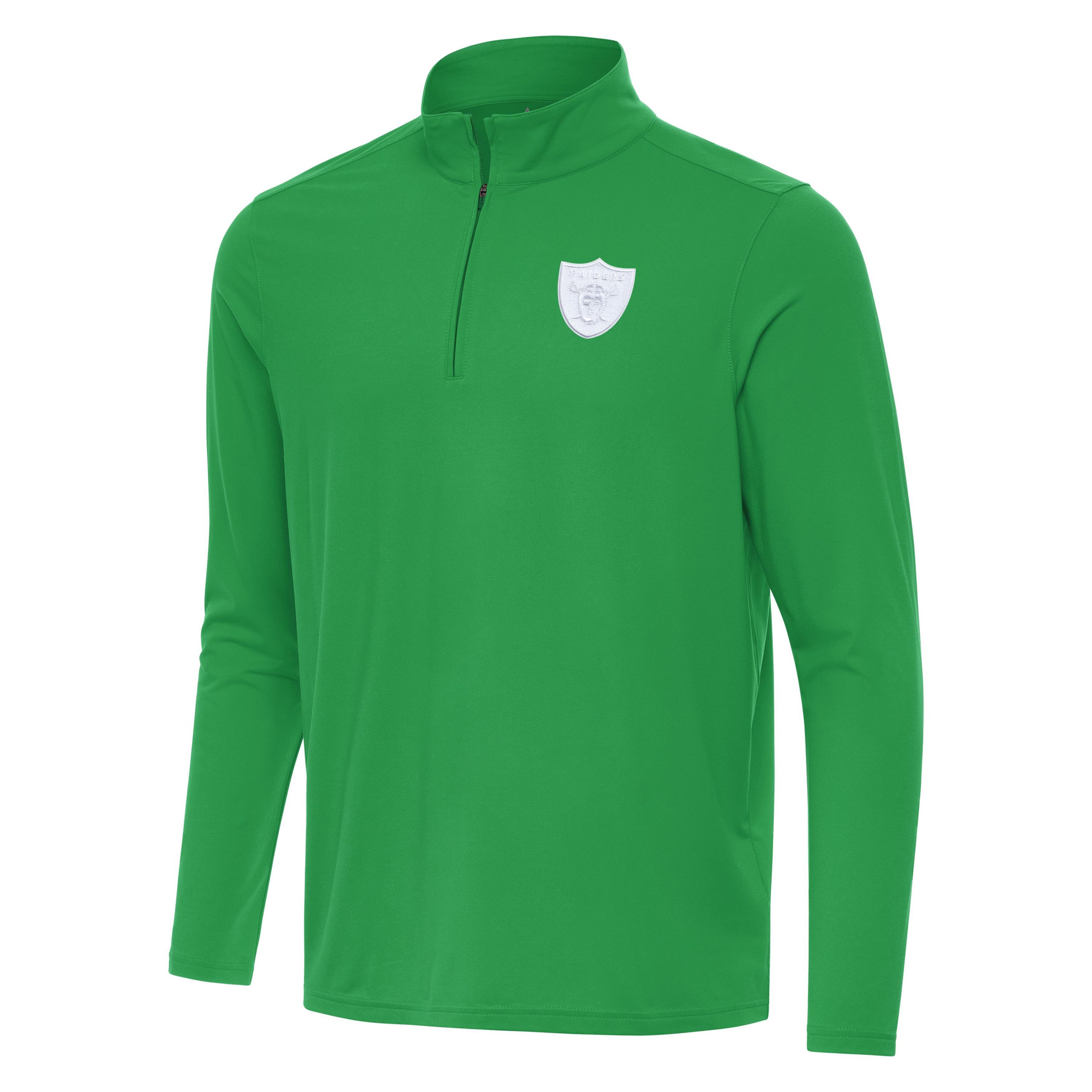Antigua St. Patricks Day NFL Las Vegas Raiders Mens Intent 1/4 Zip Pullover