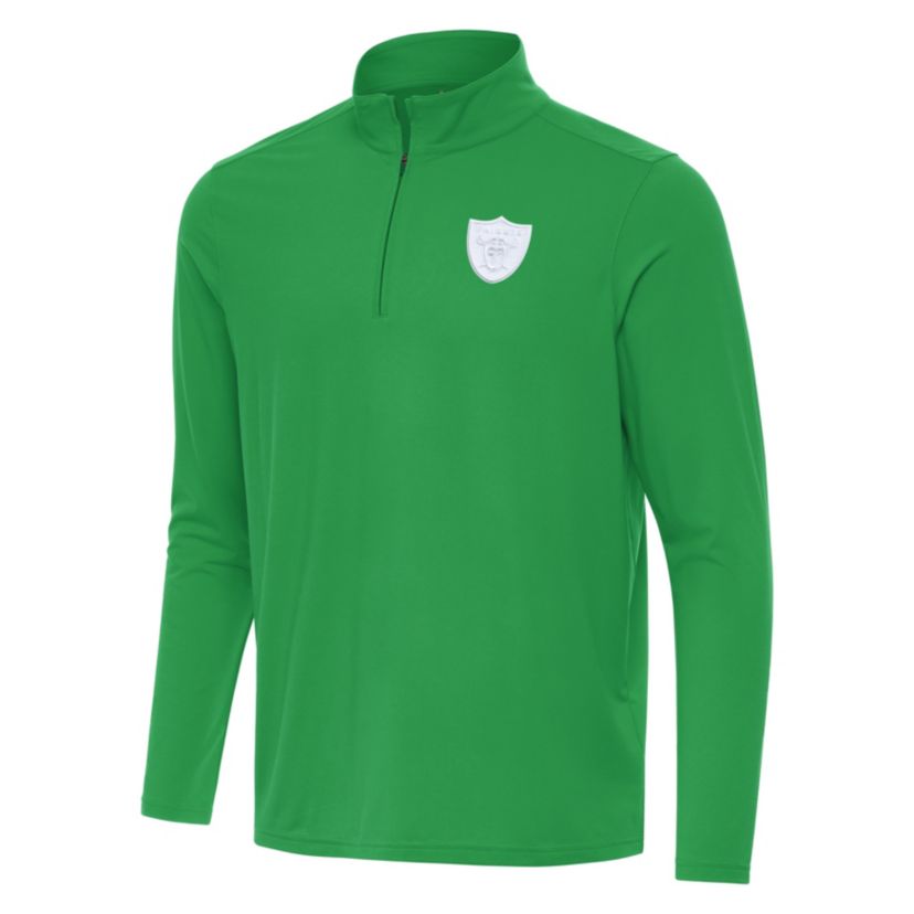 Antigua St. Patricks Day NFL Las Vegas Raiders Mens Intent 1/4 Zip Pullover