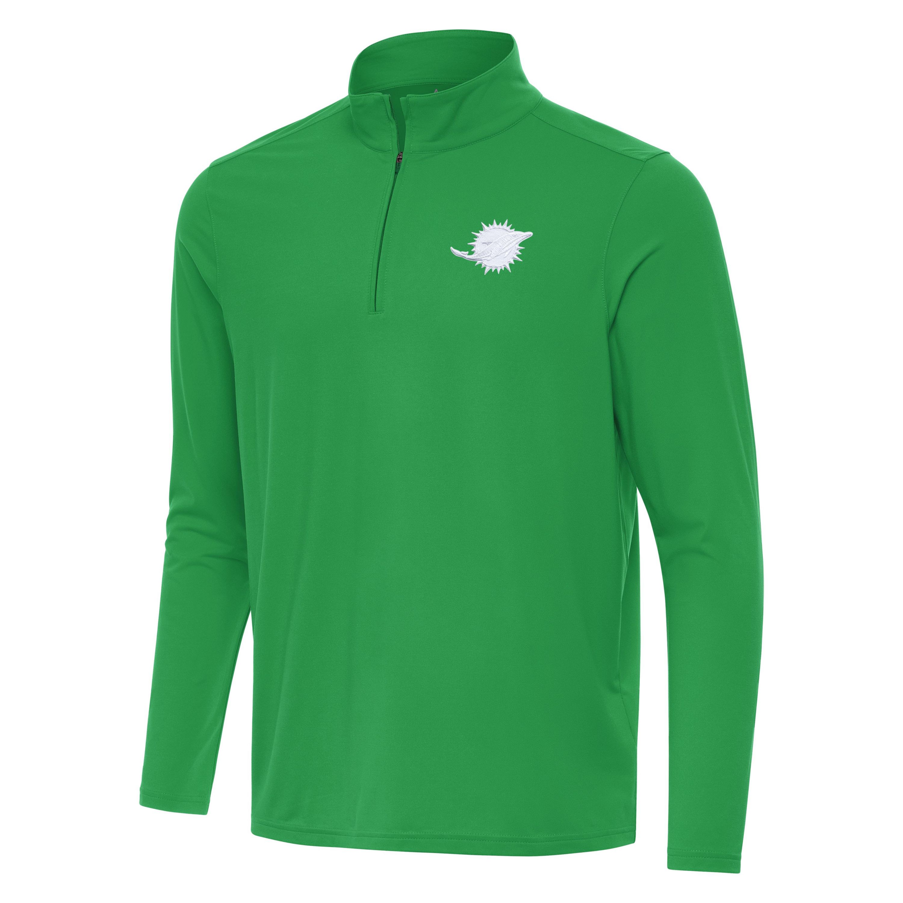 Antigua St. Patricks Day NFL Miami Dolphins Mens Intent 1/4 Zip Pullover