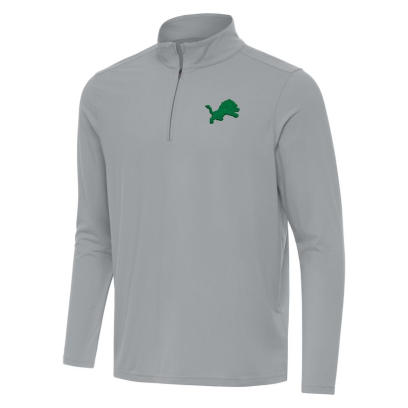 Antigua St. Patricks Day NFL Detroit Lions Mens Intent 1/4 Zip Pullover