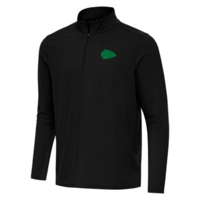 Antigua St. Patrick's Day NFL Kansas City Chiefs Men's Intent 1/4 Zip Pullover, Black, 3XL