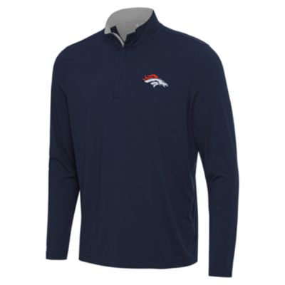 Antigua NFL Denver Broncos Men's Content 1/4 Zip Pullover, Navy Blue, XL
