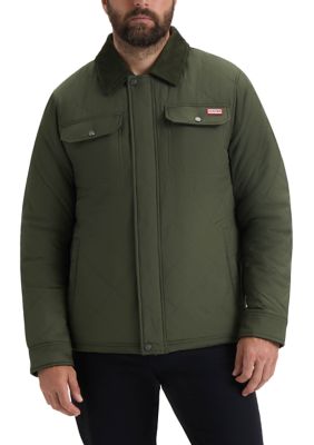 Hunter Menâs Bell Quilted Sherpa Jacket with Corduroy Trims, Green, 20 x 32