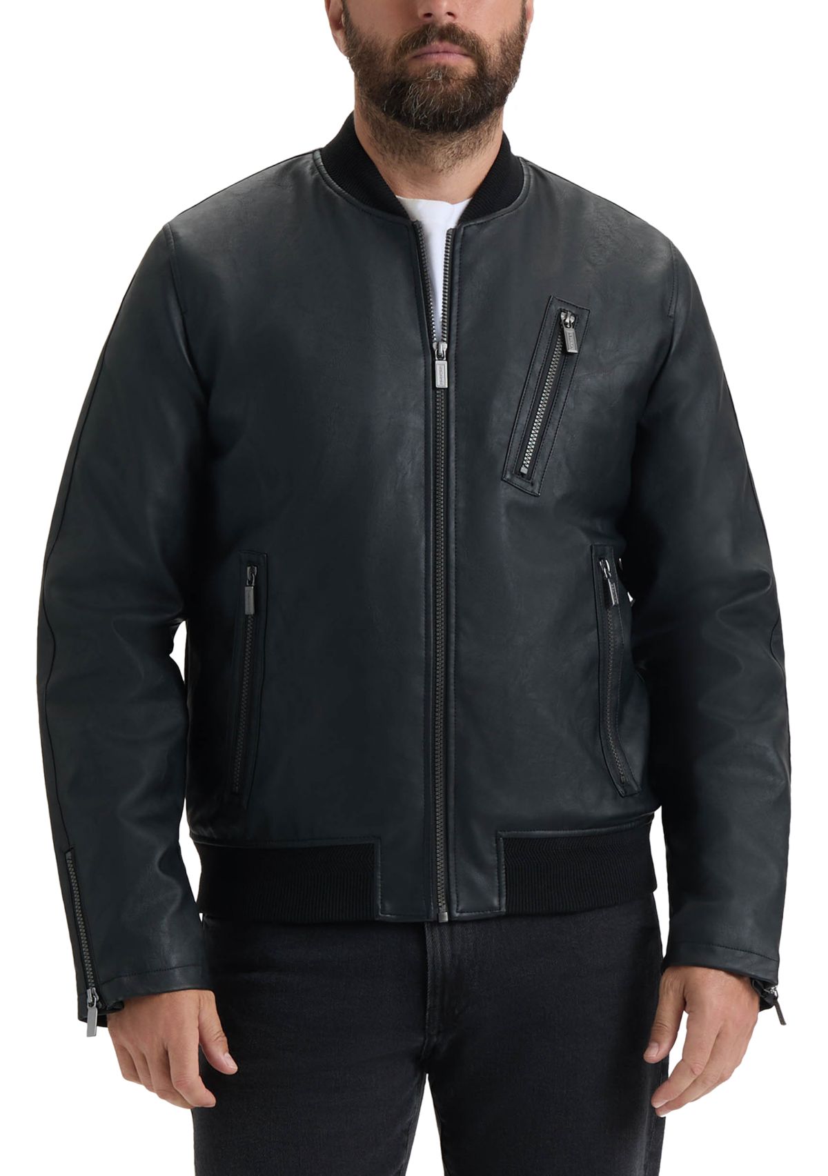 Men’s Dawson Textured Vegan Leather Jacket with Flannel Plaid Lining