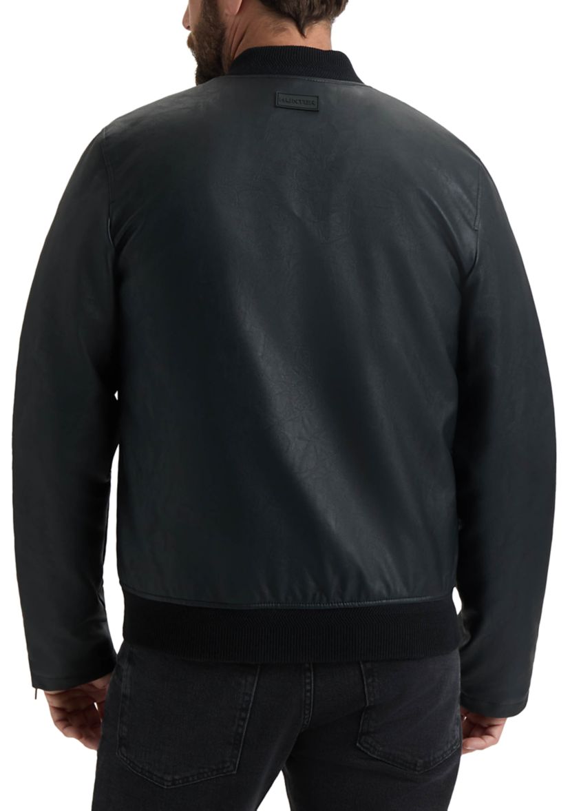 Men’s Dawson Textured Vegan Leather Jacket with Flannel Plaid Lining