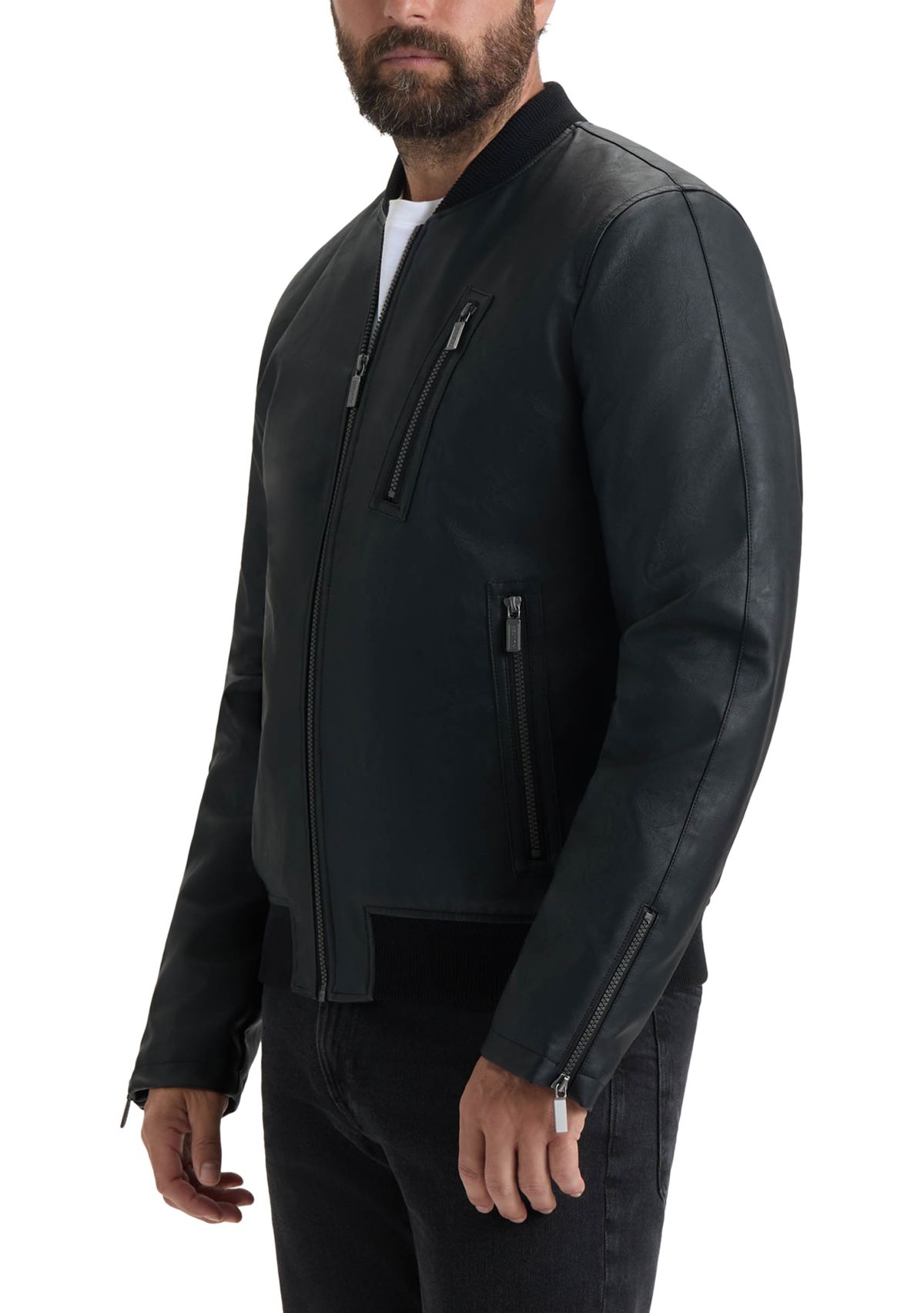 Men’s Dawson Textured Vegan Leather Jacket with Flannel Plaid Lining