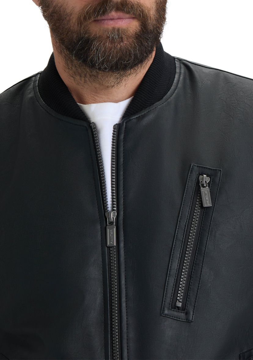 Men’s Dawson Textured Vegan Leather Jacket with Flannel Plaid Lining