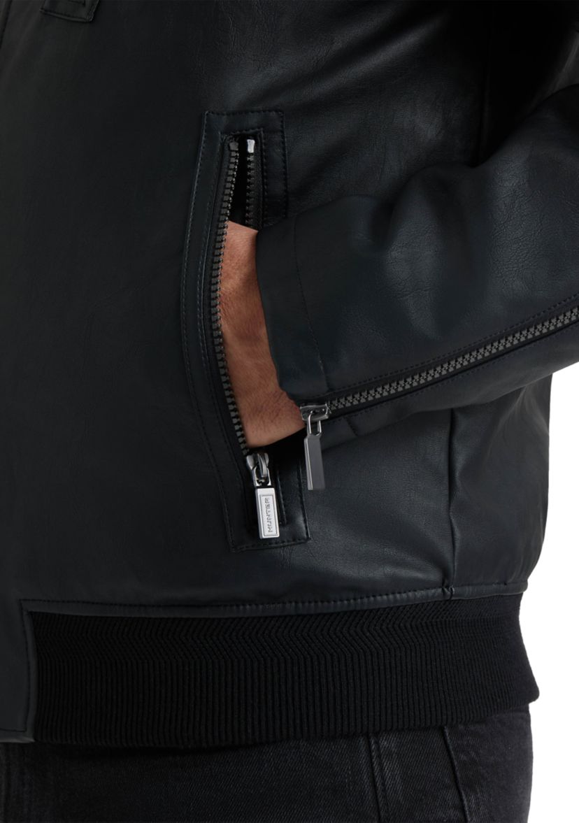 Men’s Dawson Textured Vegan Leather Jacket with Flannel Plaid Lining