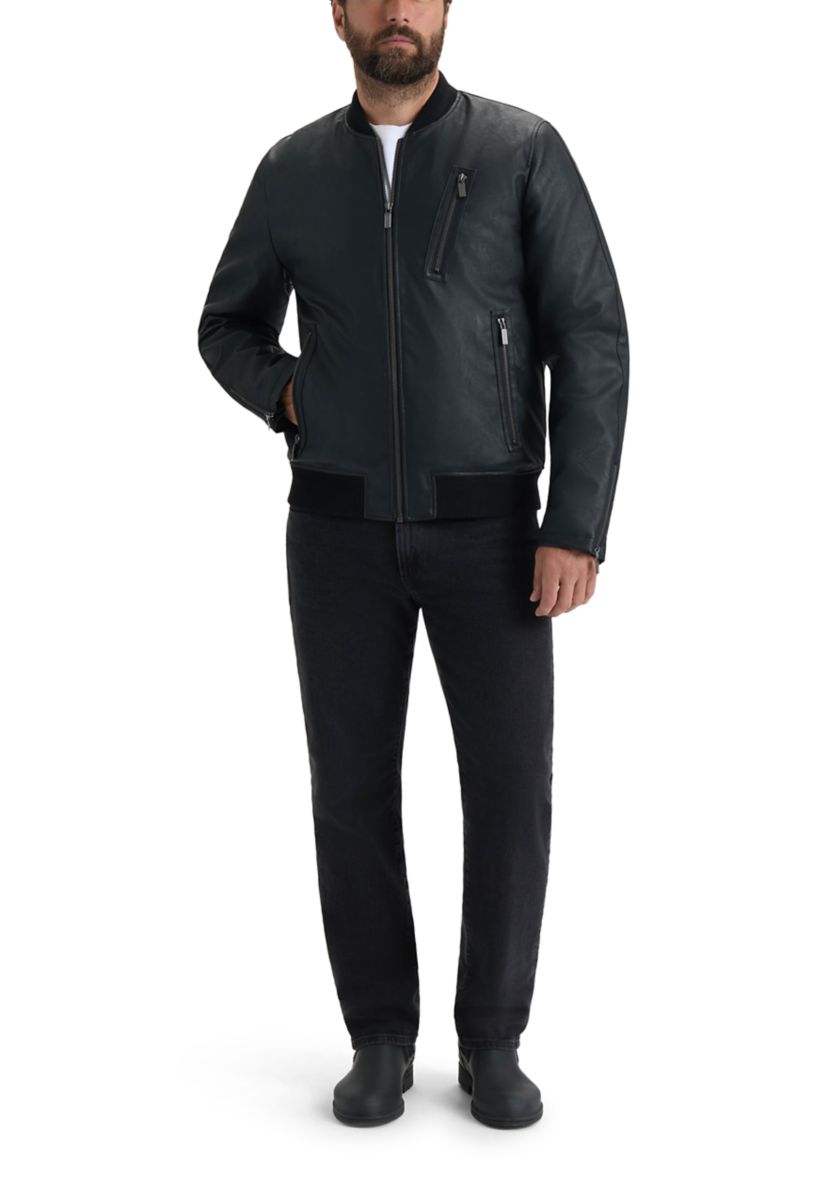 Men’s Dawson Textured Vegan Leather Jacket with Flannel Plaid Lining