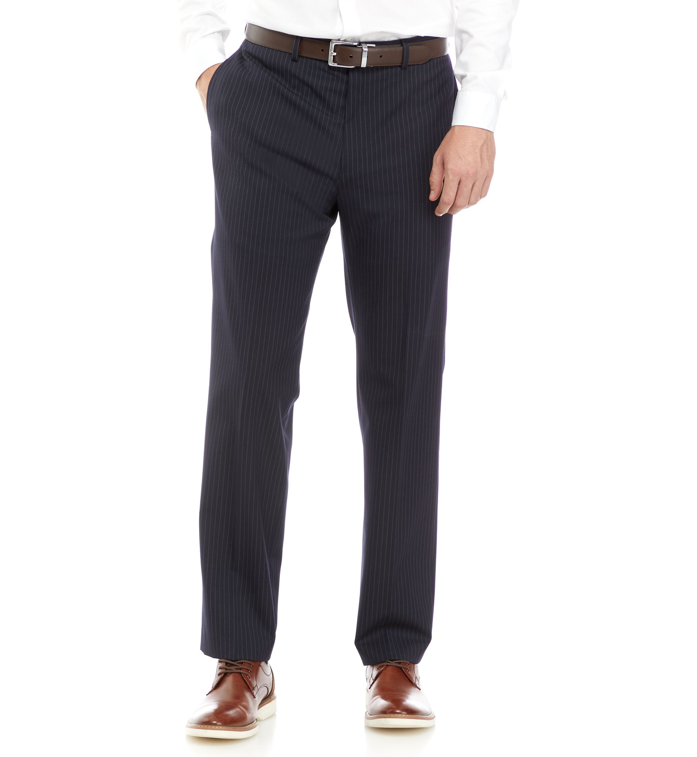  Mens Navy Stripe Textured Suit Separate Pants 