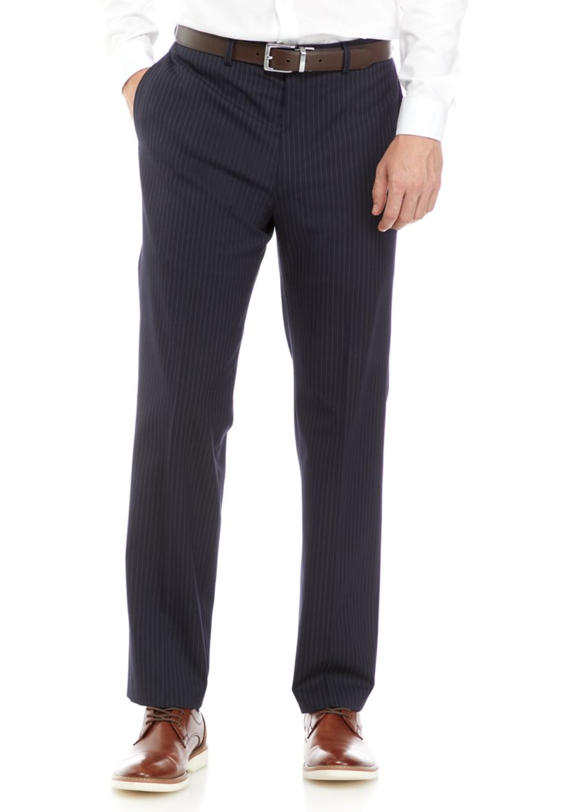  Mens Navy Stripe Textured Suit Separate Pants 