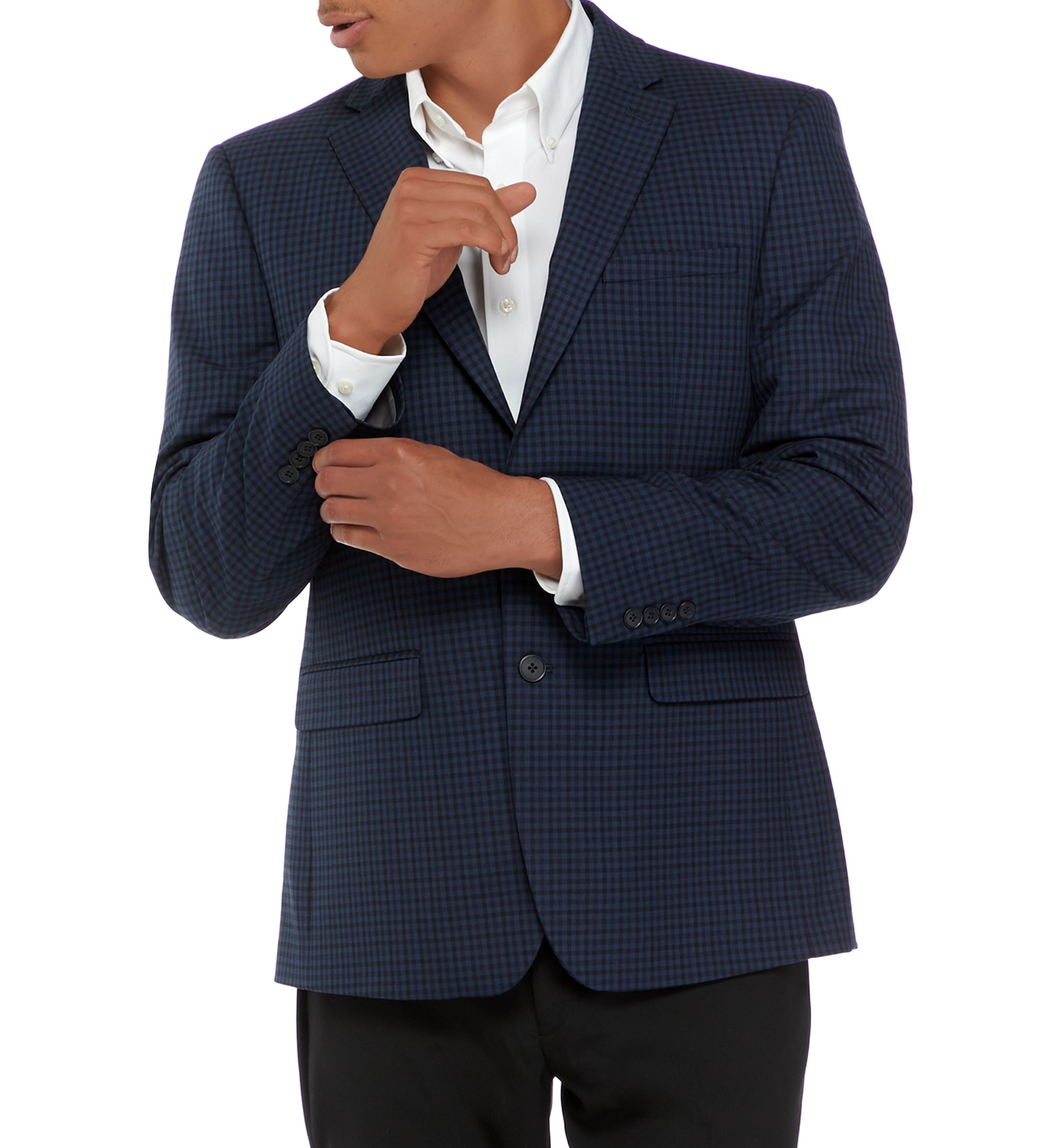 Mens Black and Blue Check Sport Coat 
