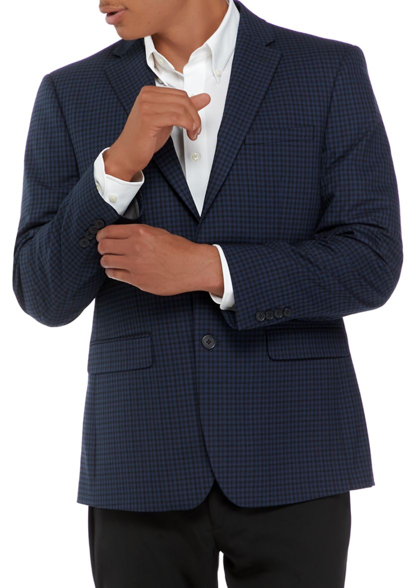 Mens Black and Blue Check Sport Coat 