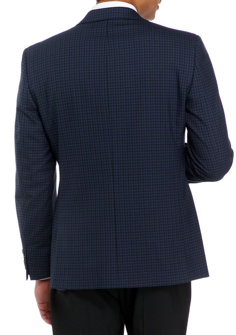 Mens Black and Blue Check Sport Coat 
