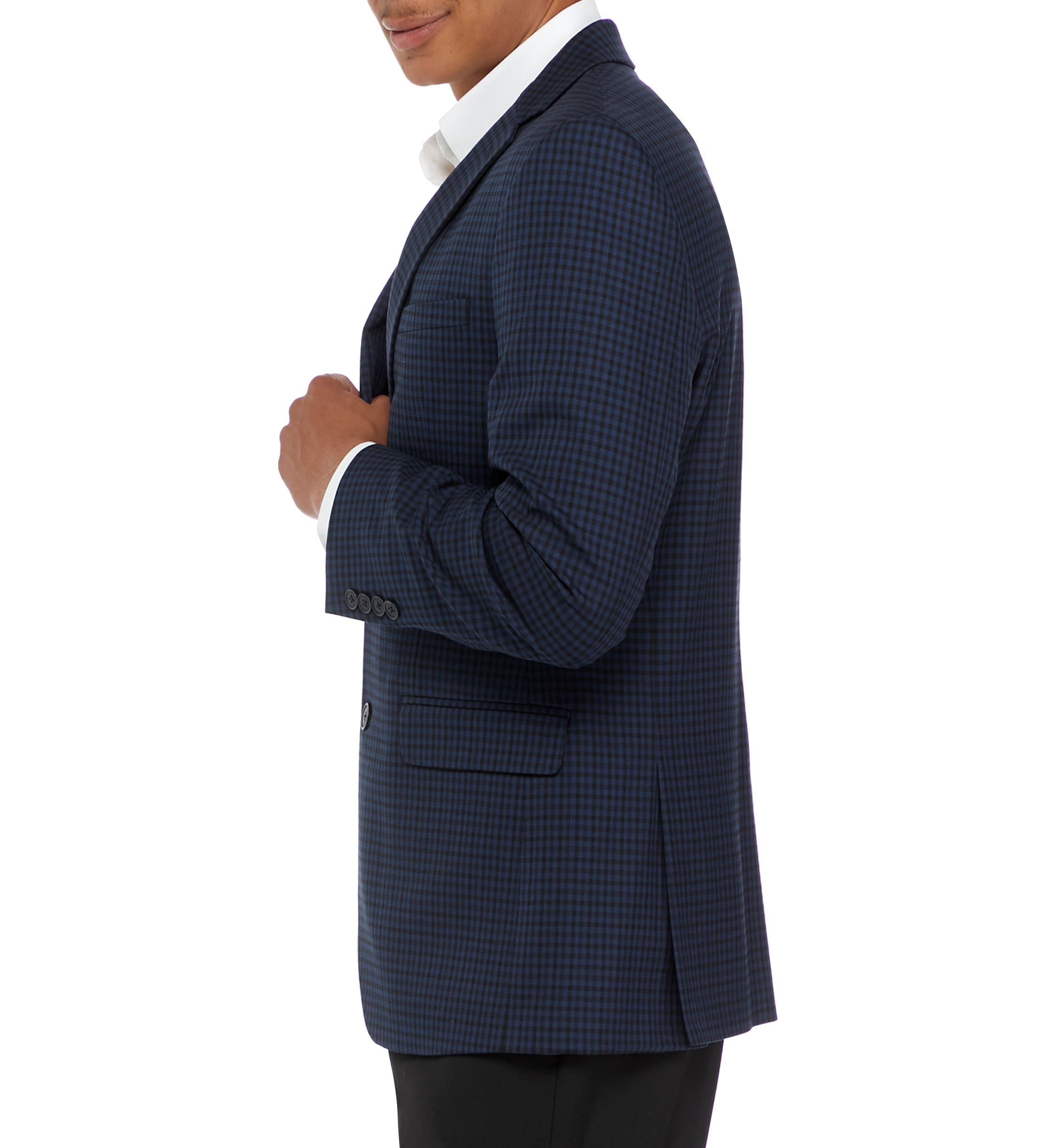 Mens Black and Blue Check Sport Coat 