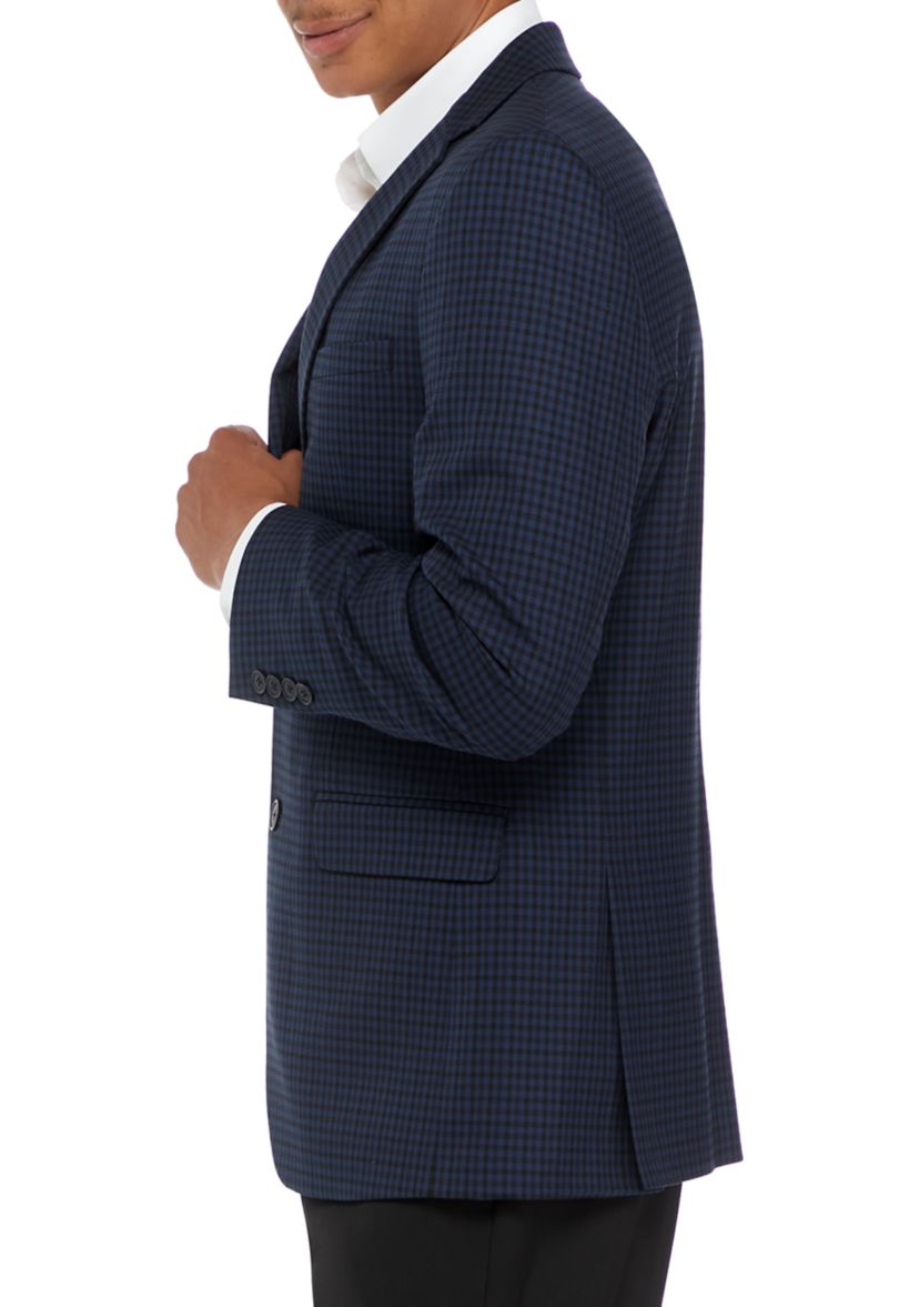 Mens Black and Blue Check Sport Coat 