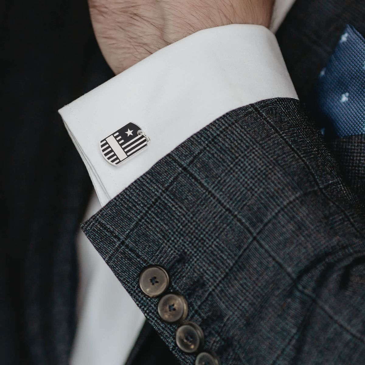 Antique Silver Military Tag Cufflinks