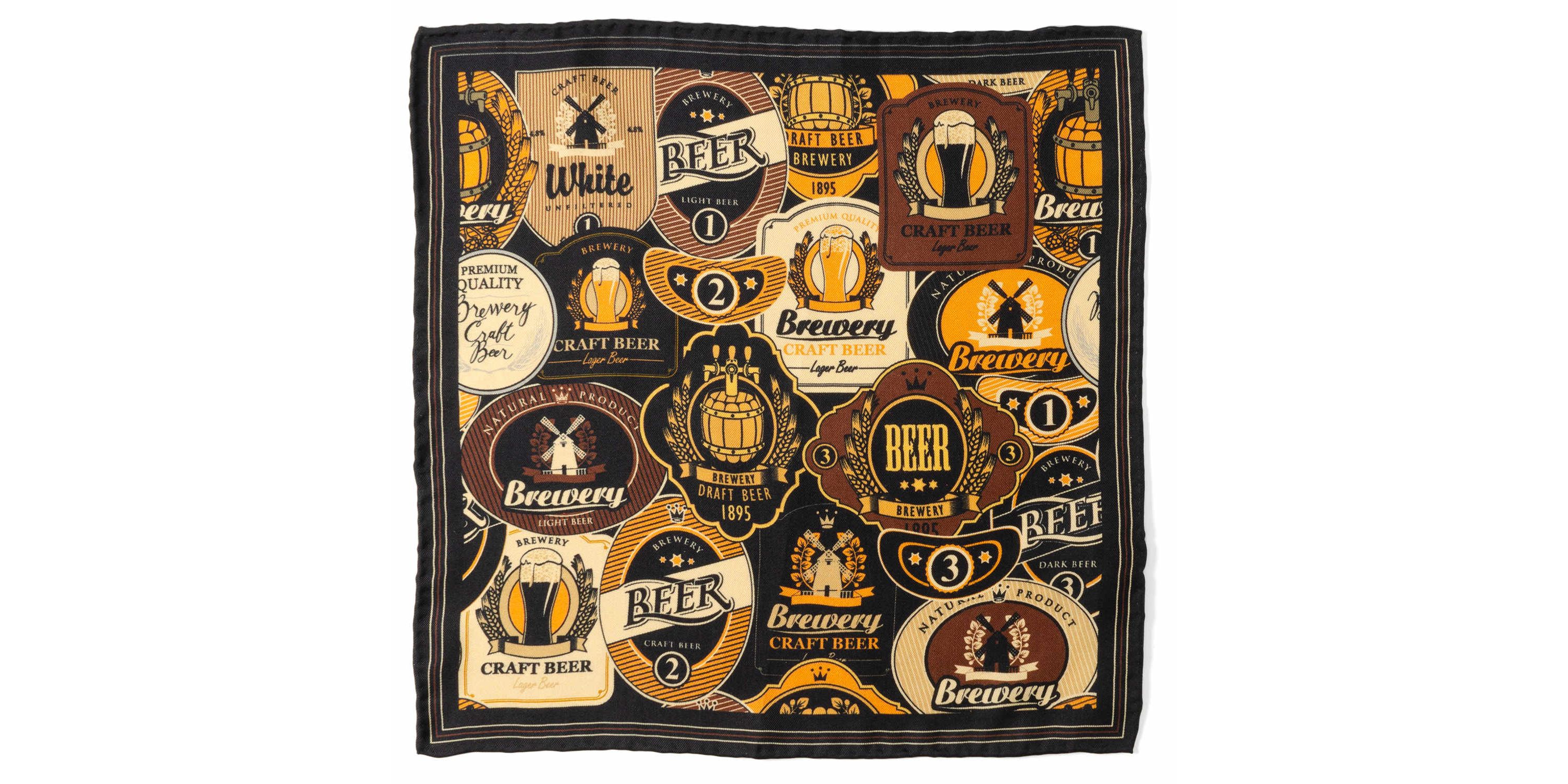 Beer Aficionado Black Multi Pocket Square