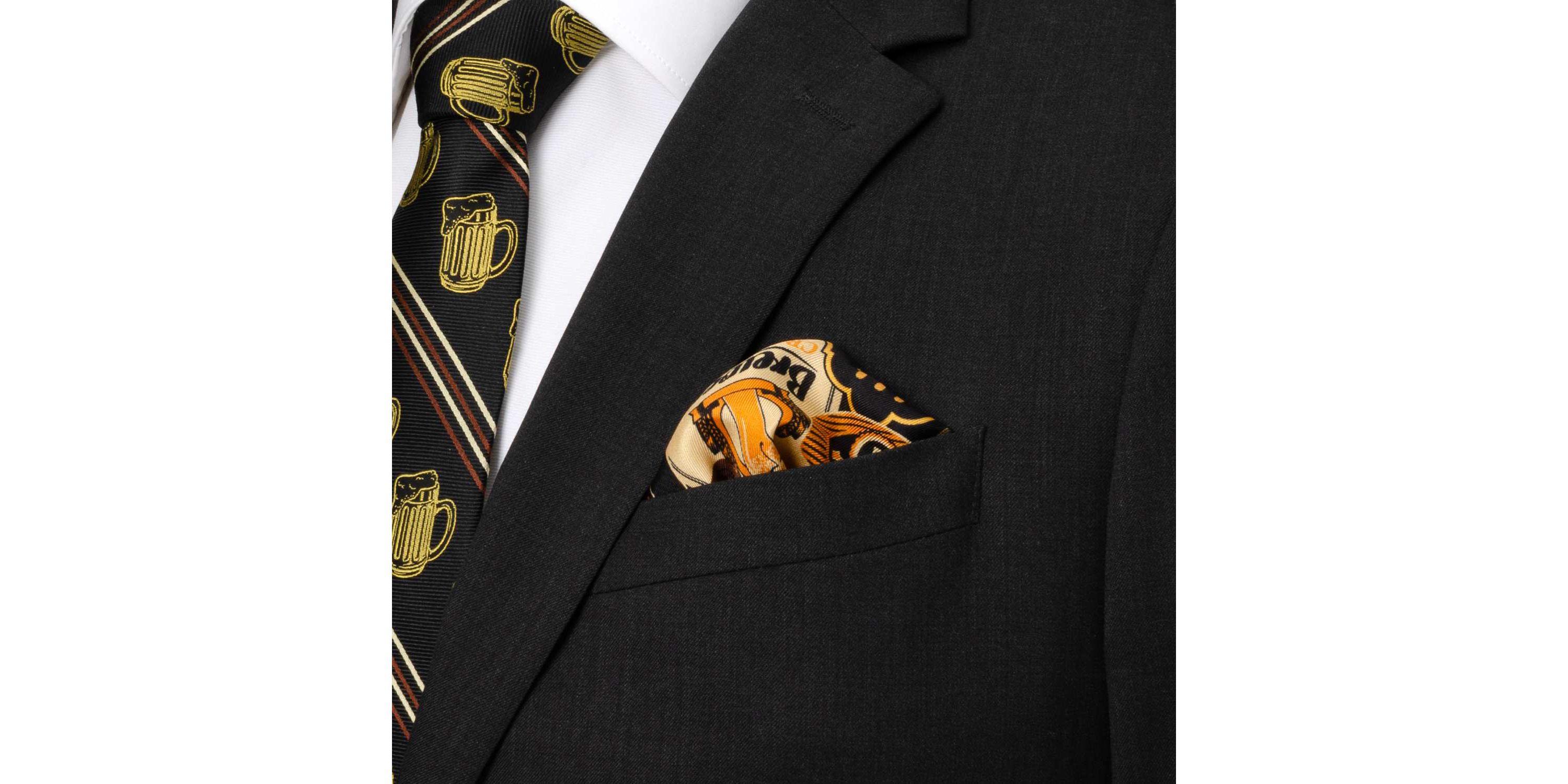 Beer Aficionado Black Multi Pocket Square