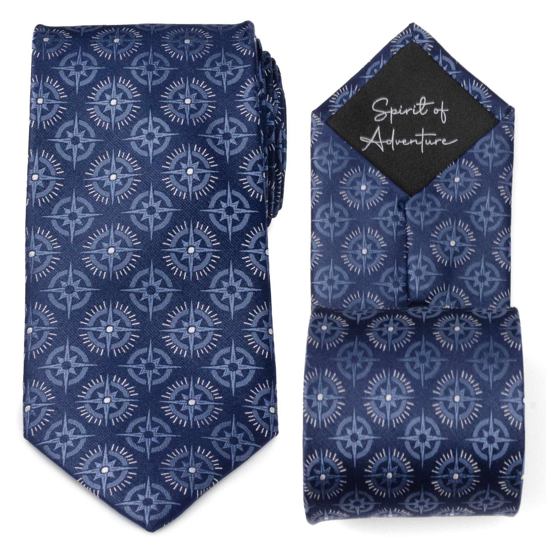 Compass Hidden Message Navy Blue Mens Tie