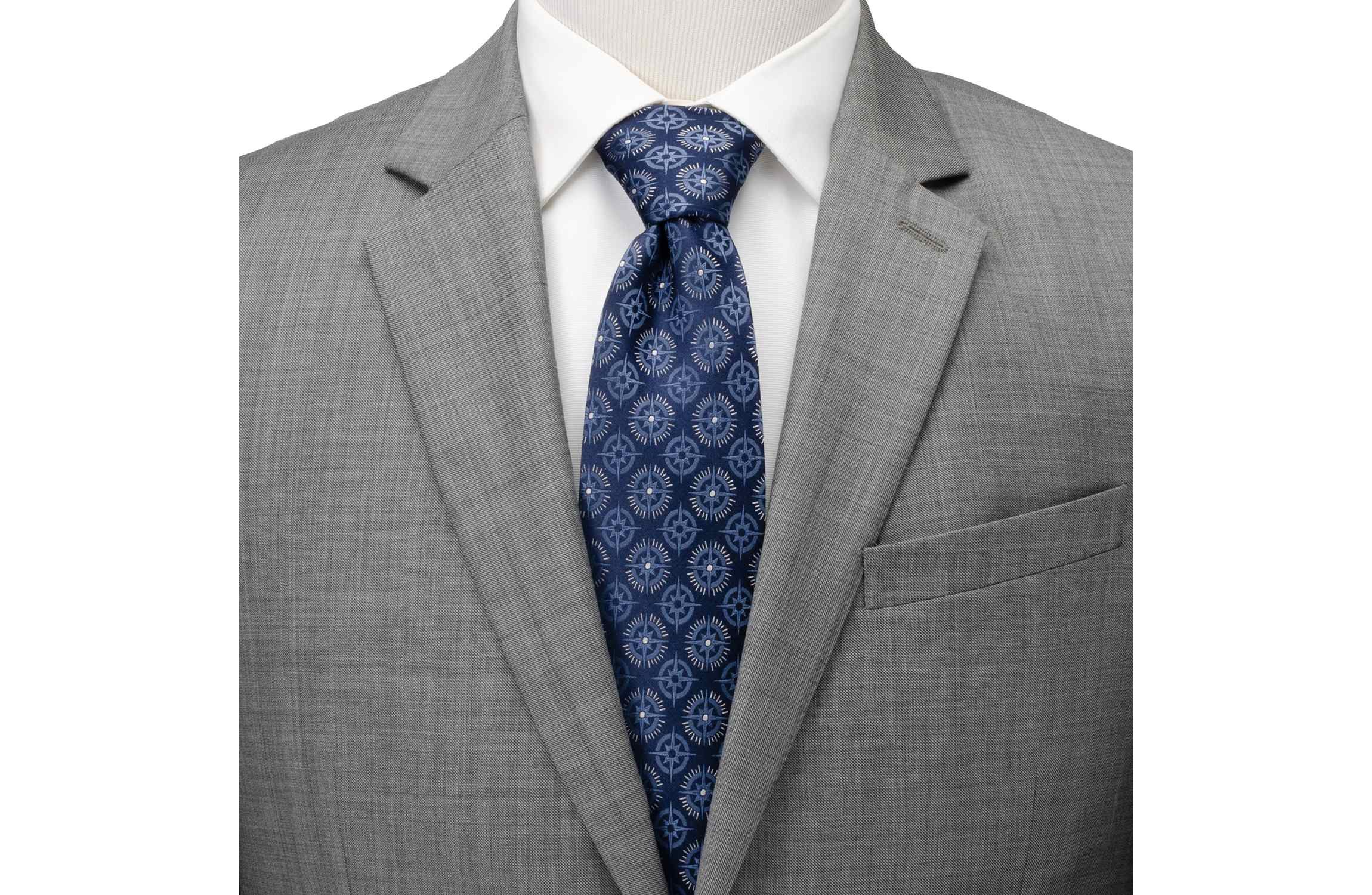 Compass Hidden Message Navy Blue Mens Tie