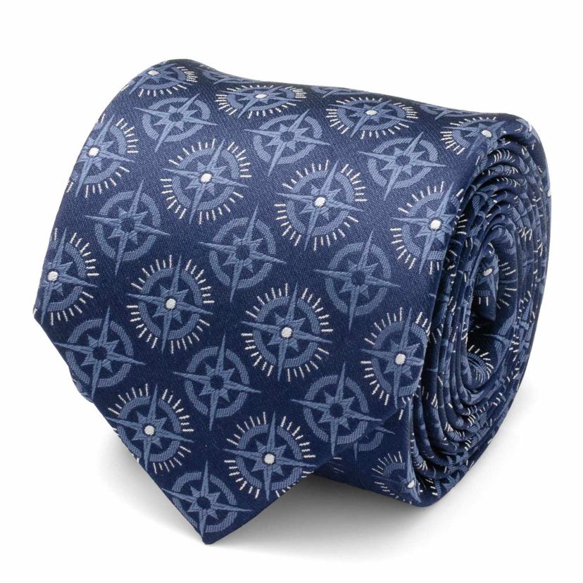 Compass Hidden Message Navy Blue Mens Tie