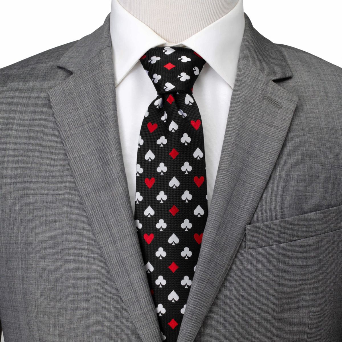 Card Suits Vegas Hidden Message Black Mens Tie