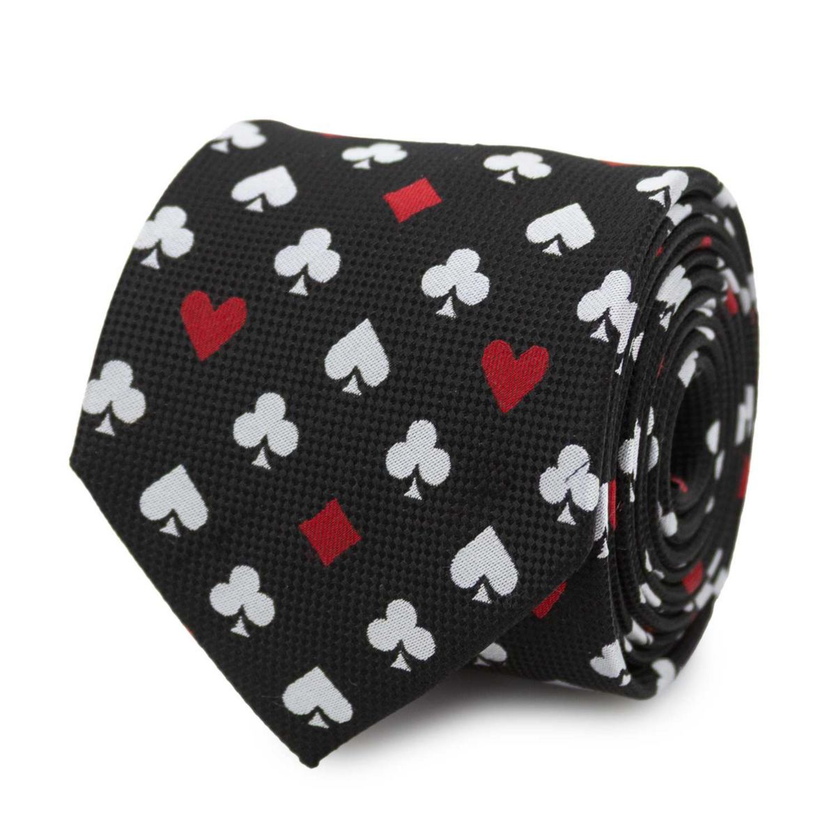 Card Suits Vegas Hidden Message Black Mens Tie