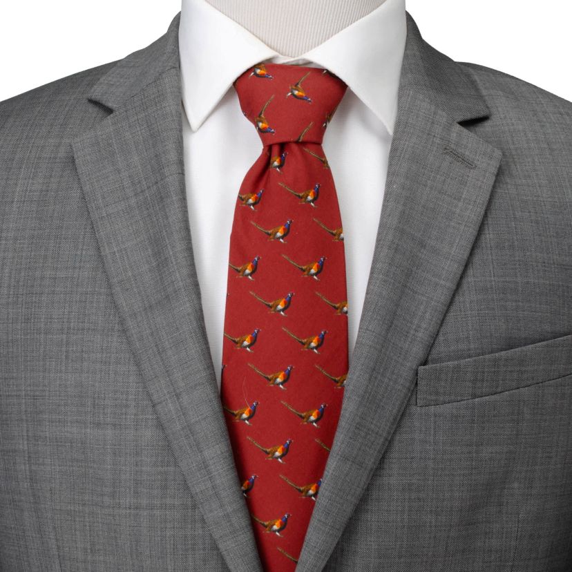 Pheasant Burgundy Mens Tie