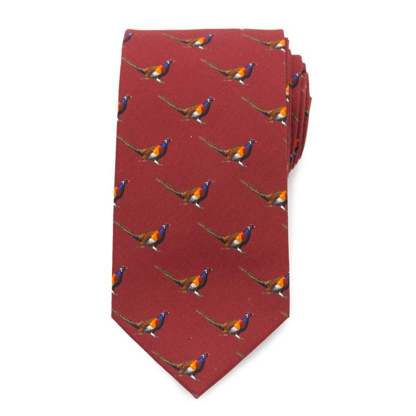 Pheasant Burgundy Mens Tie