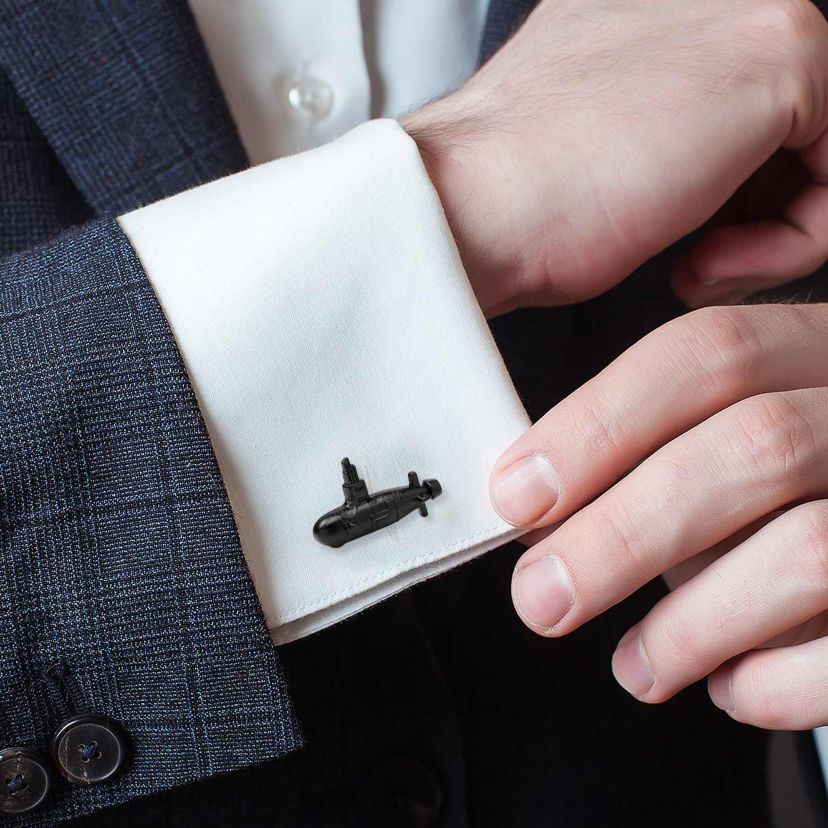 3D US Submarine Black Cufflinks
