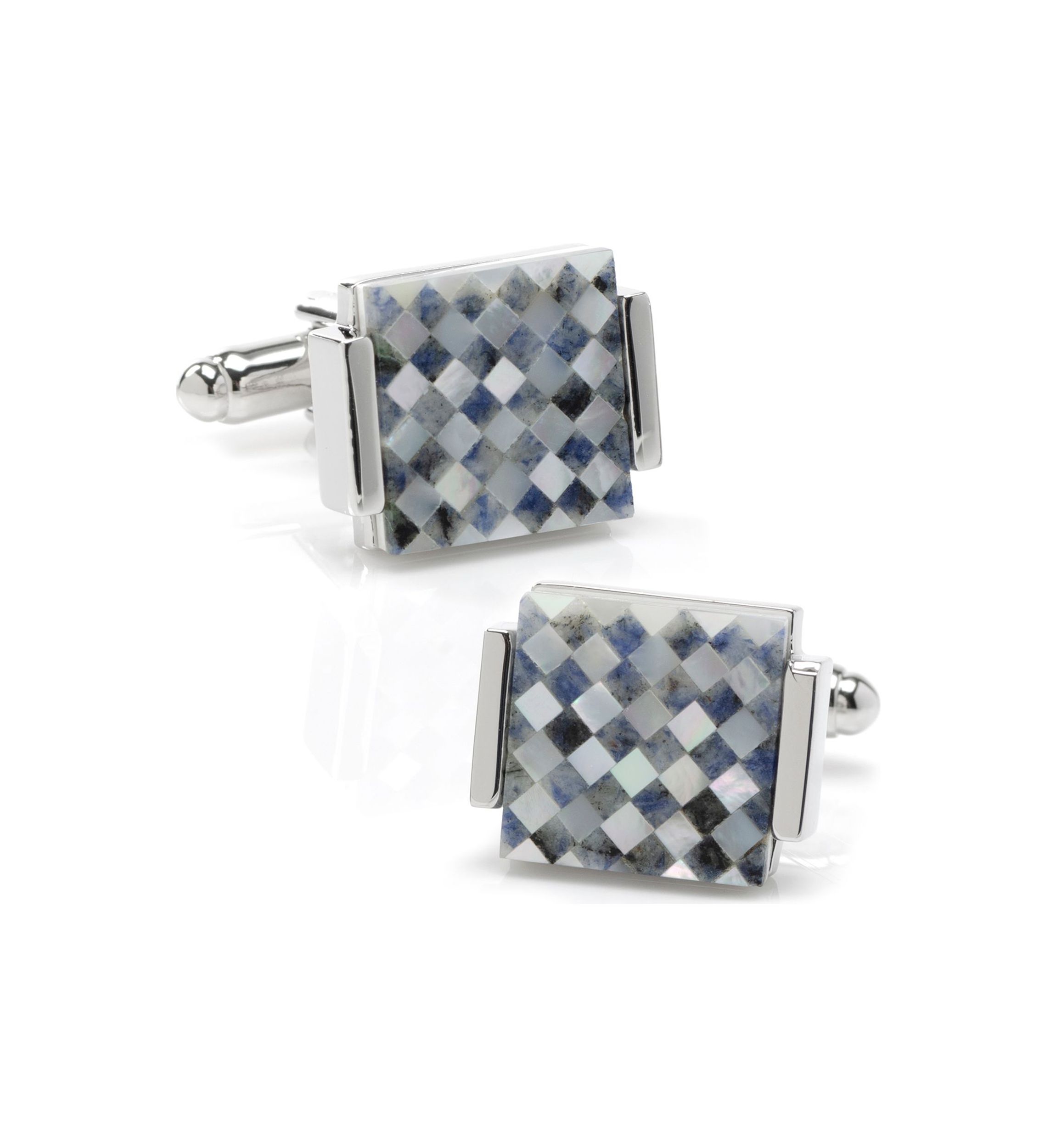 Floating Mother of Pearl Checkered Cufflinks
