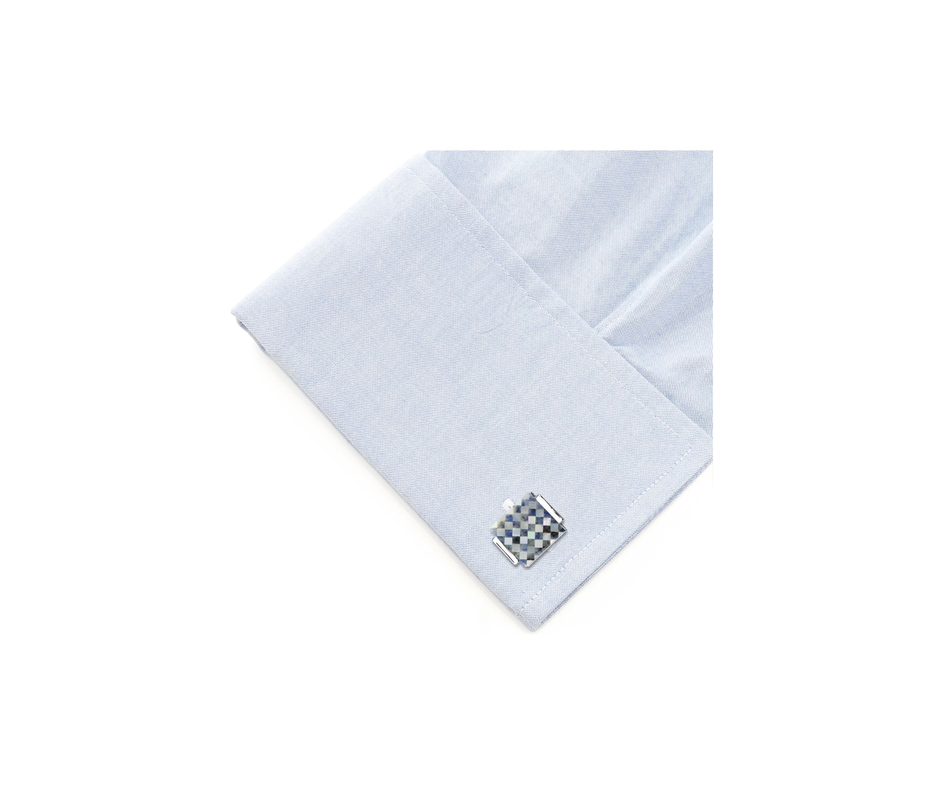 Floating Mother of Pearl Checkered Cufflinks