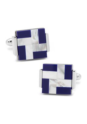 Ox and Bull Trading Co Men’s Mother of Pearl and Lapis Blue Windmill Square Cufflinks