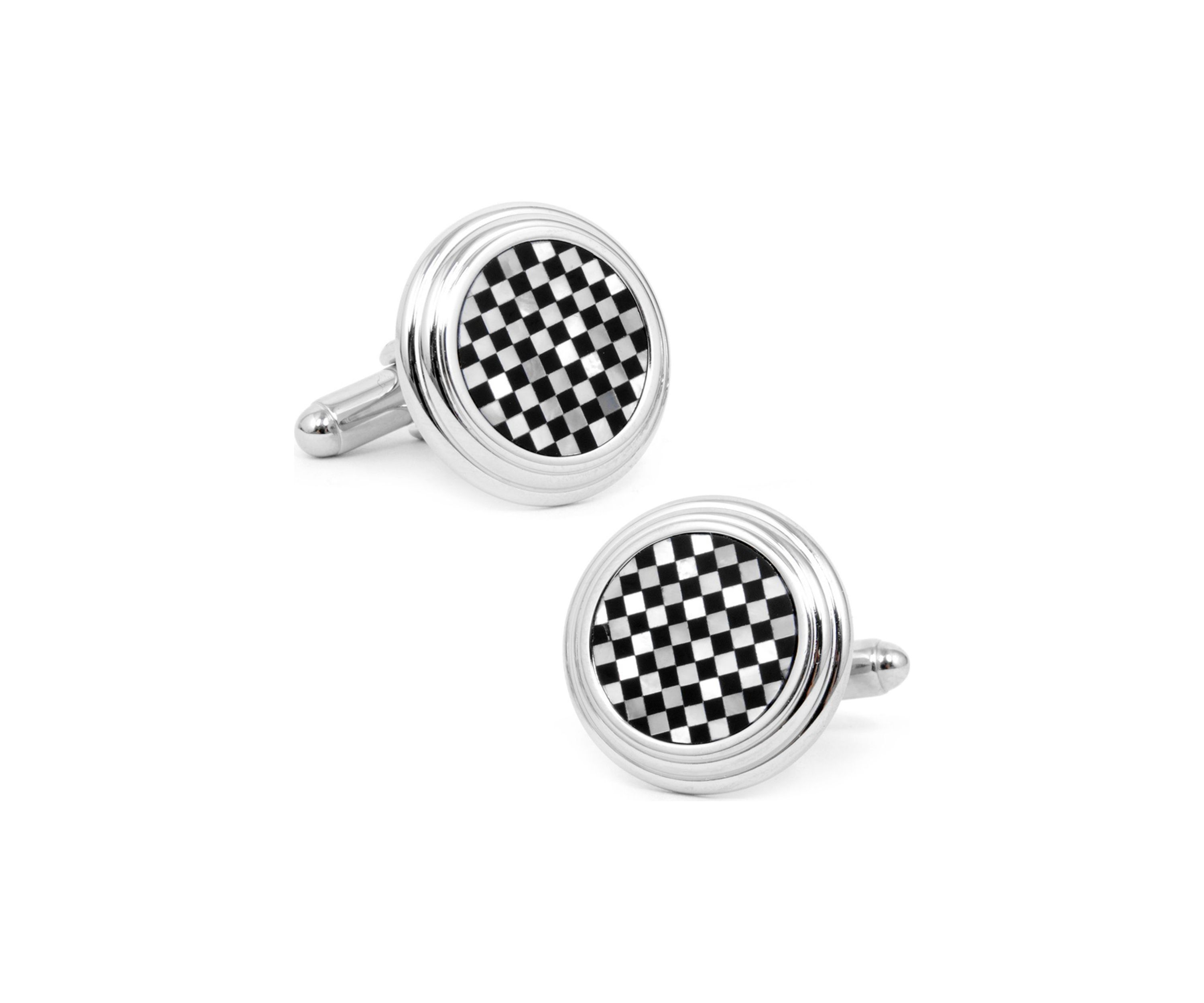Onyx and Mother of Pearl Checker Stud Set