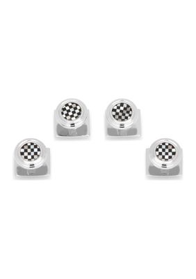 Onyx and Mother of Pearl Checker Step Studs