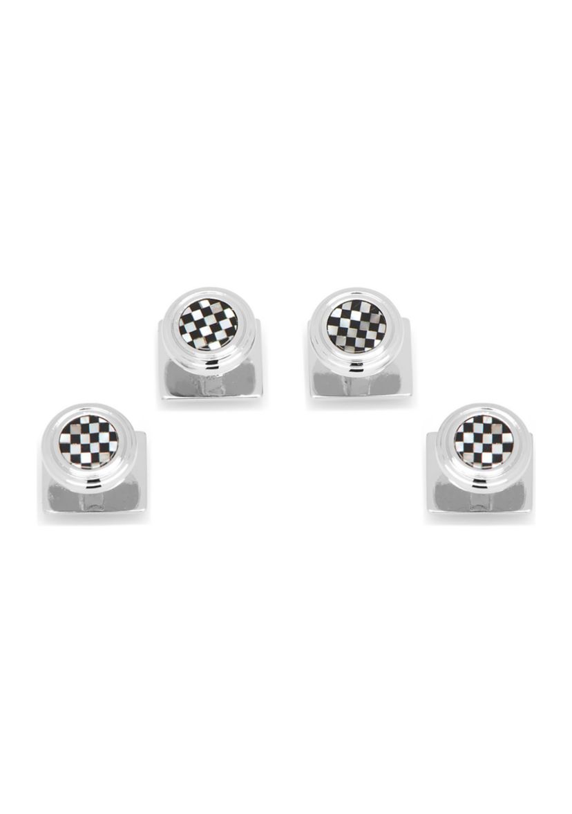 Onyx and Mother of Pearl Checker Step Studs