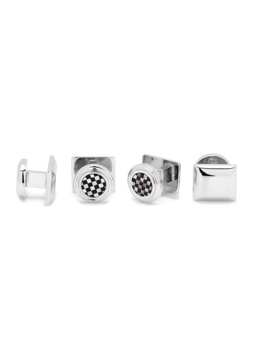 Onyx and Mother of Pearl Checker Step Studs