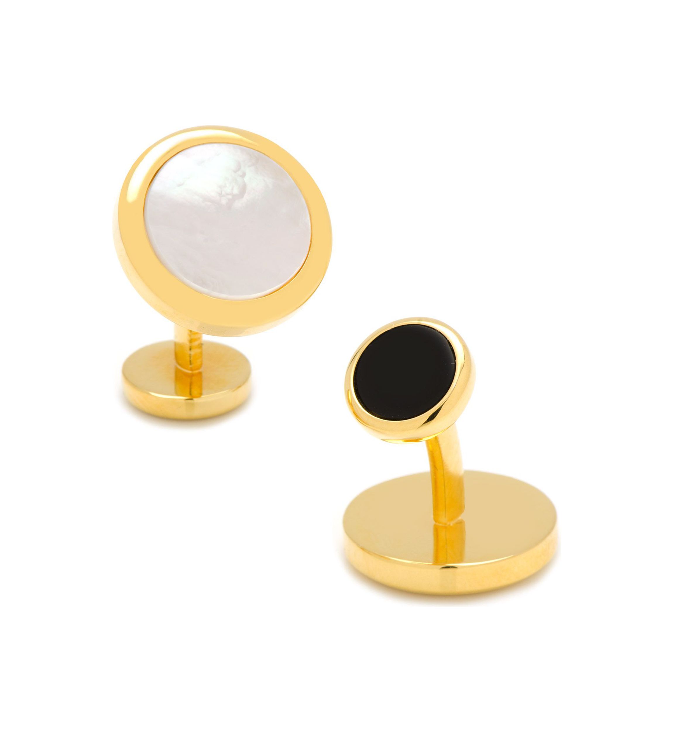 Double Sided Gold Mother of Pearl Round Beveled Cufflinks