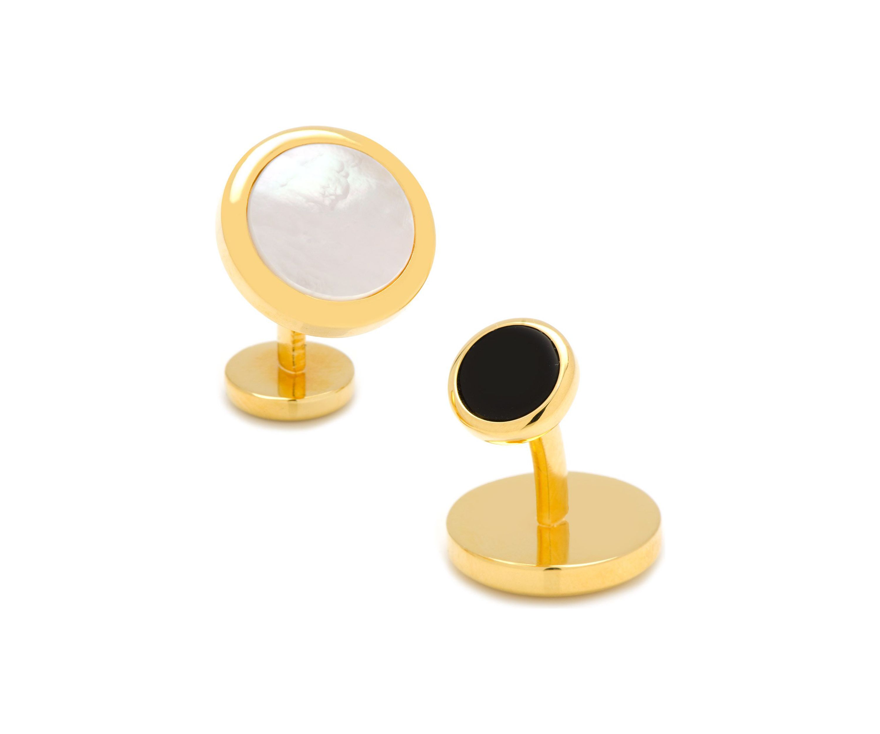 Double Sided Gold Mother of Pearl Round Beveled Cufflinks