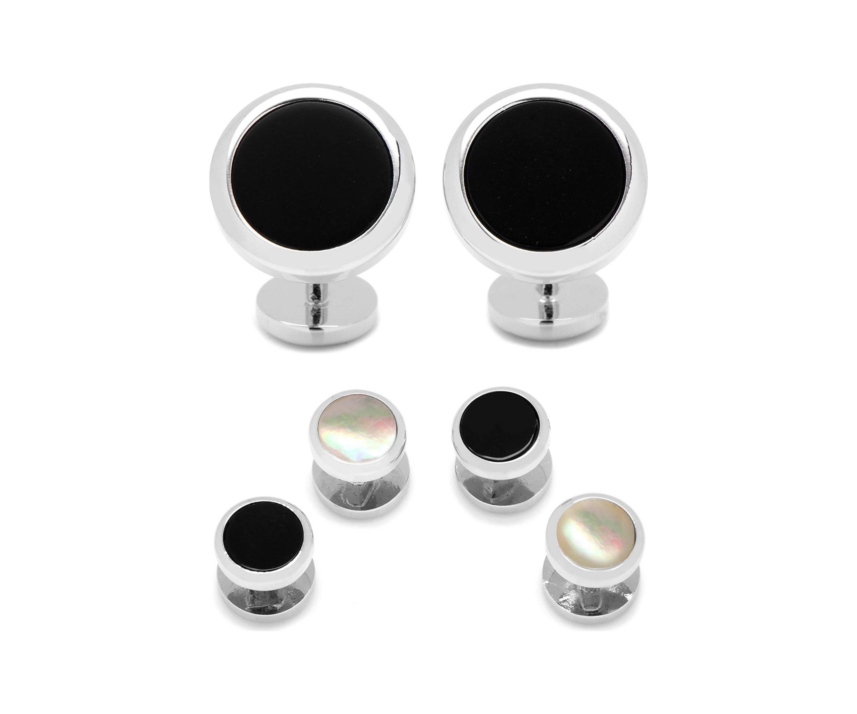 Double Sided Mother of Pearl Round Beveled Stud Set