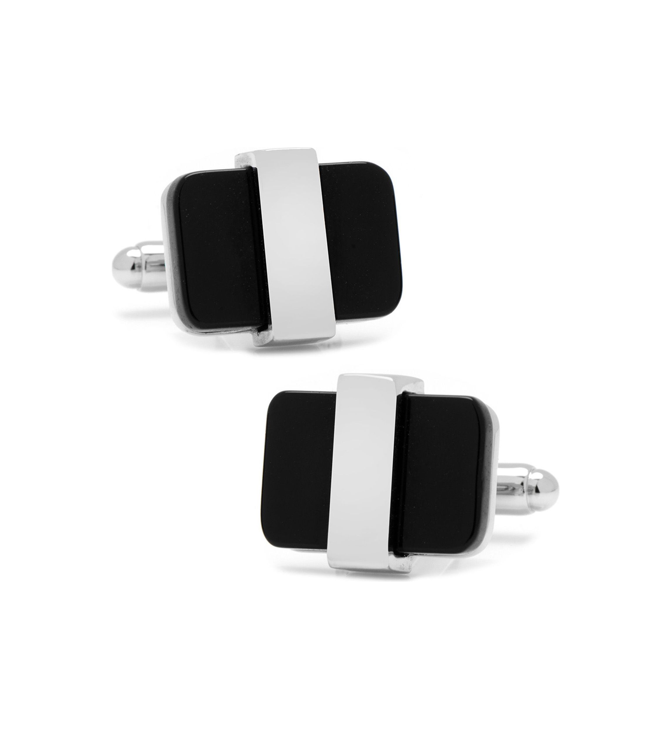 Silver Wrapped Onyx Cufflinks