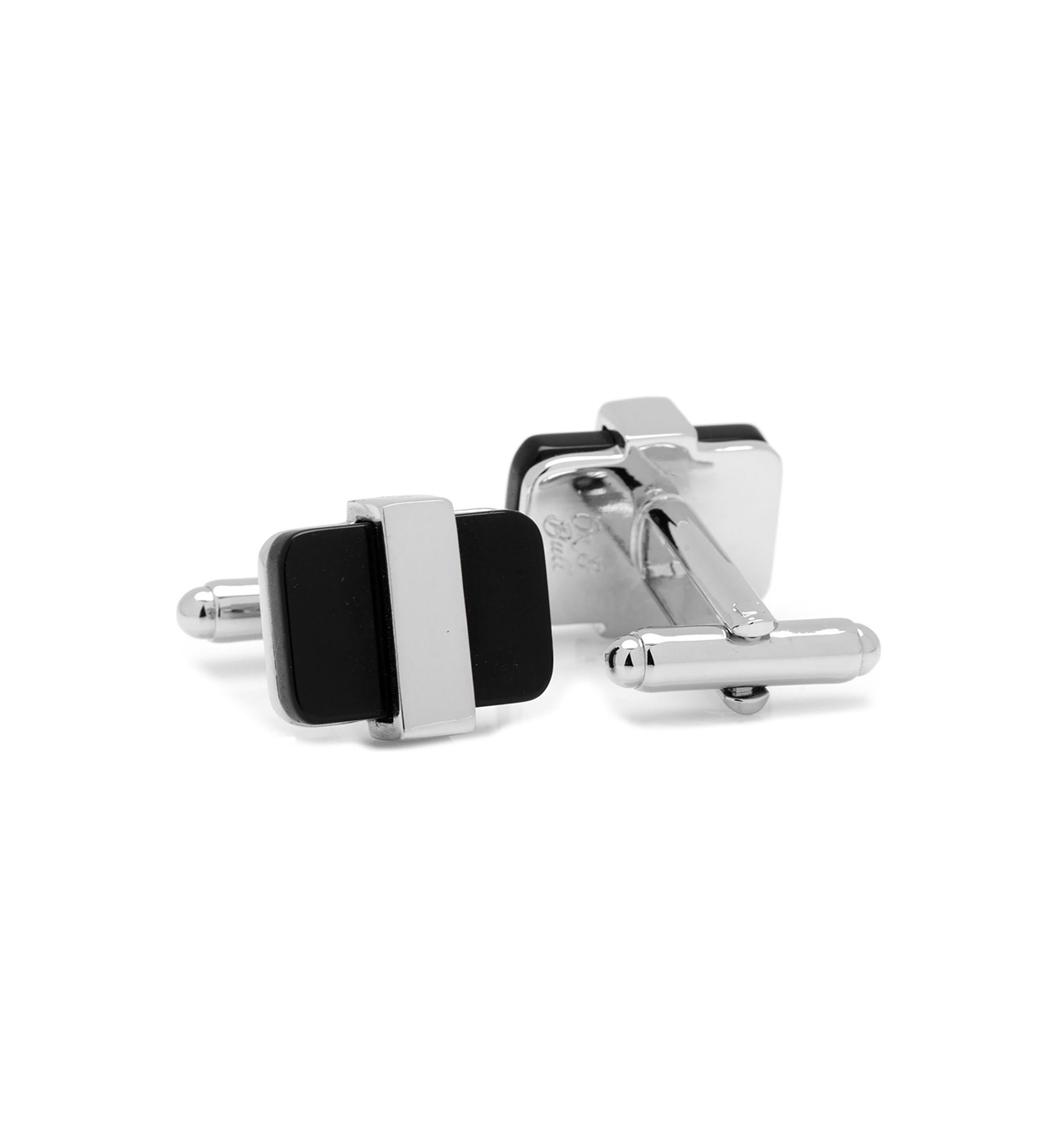 Silver Wrapped Onyx Cufflinks