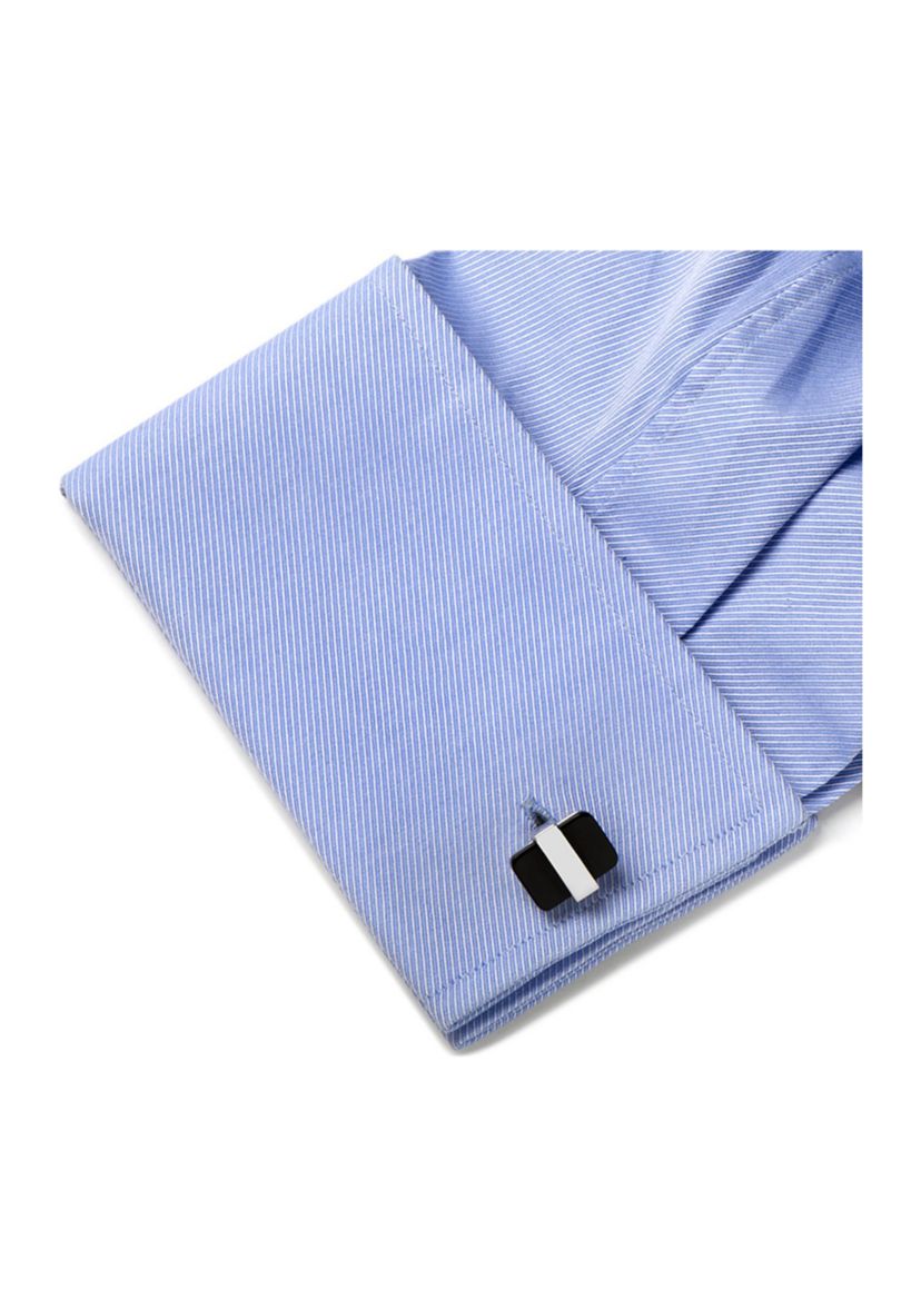 Silver Wrapped Onyx Cufflinks
